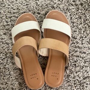 A New Day Cream and Tan Slide Sandals